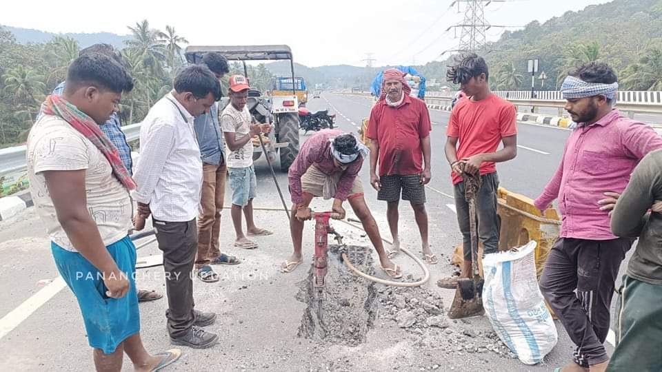 ദേശീയപാത NH544 ലെ വിള്ളൽ ; അറ്റകുറ്റപ്പണികൾ നടത്തി നിർമ്മാണ കമ്പനി