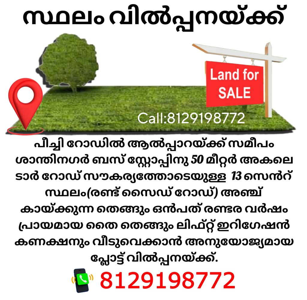 സ്ഥലം വിൽപ്പനയ്ക്ക്         8129198772