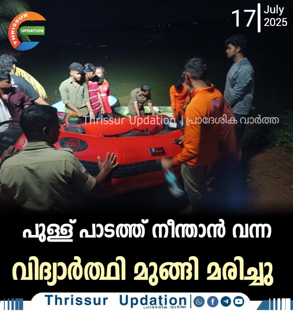 പുള്ള് പാടത്ത് നീന്താൻ വന്ന വിദ്യാർത്ഥി മുങ്ങി മരിച്ചു
