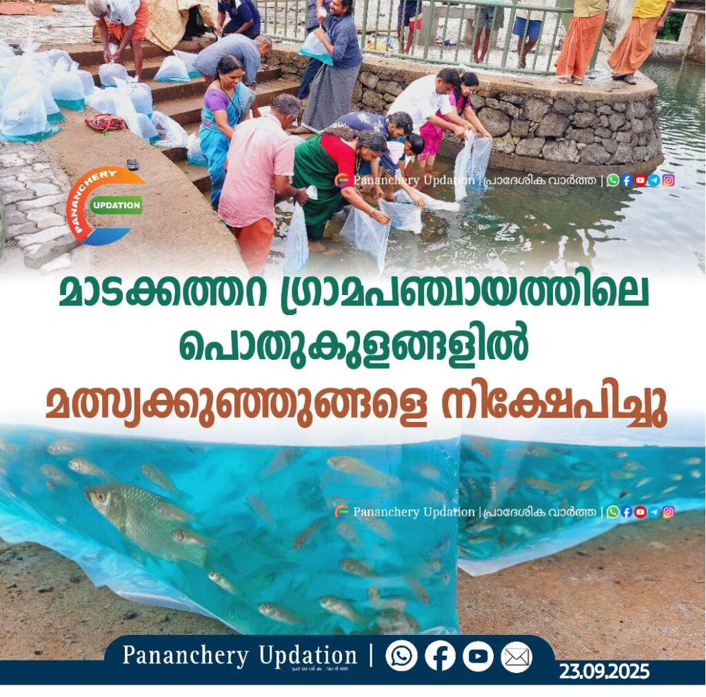 മാടക്കത്തറ ഗ്രാമപഞ്ചായത്തിലെ പൊതുകുളങ്ങളിൽ മത്സ്യക്കുഞ്ഞുങ്ങളെ നിക്ഷേപിച്ചു